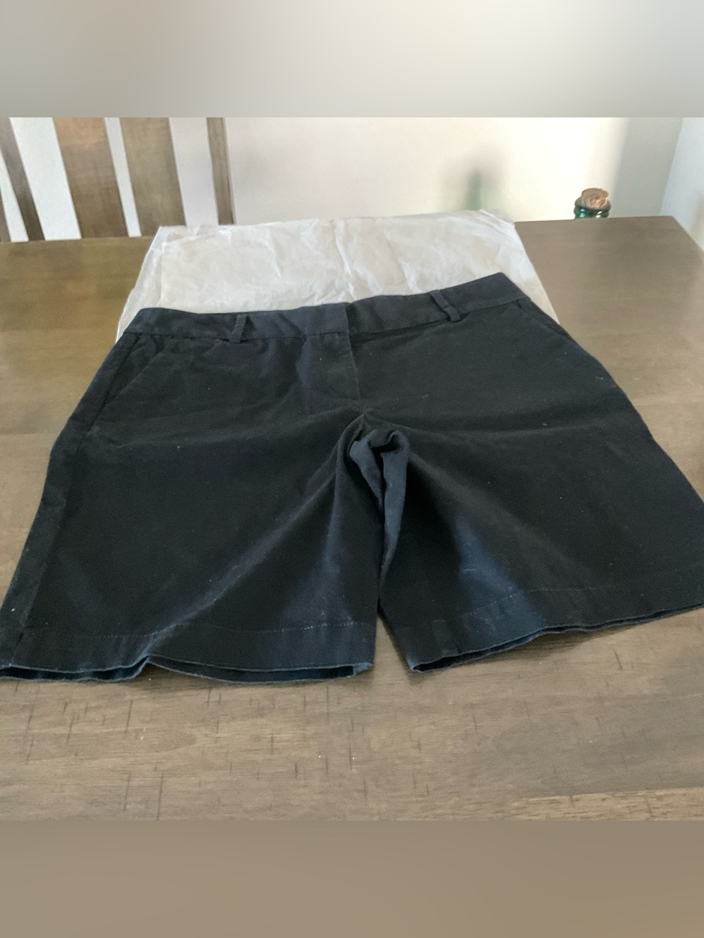 LOFT Womens Black Bermuda Shorts Cotton Stretch Chino Size 12